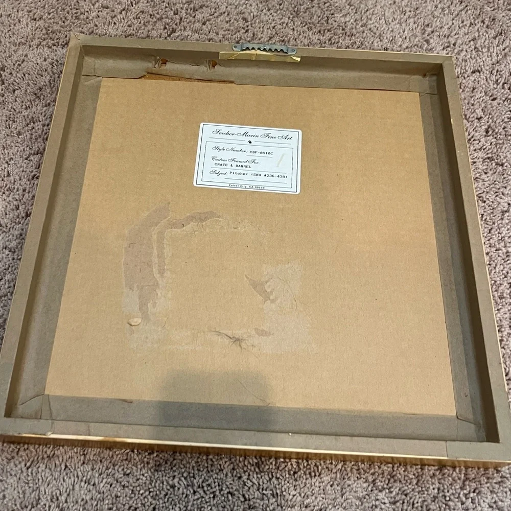 Crate and barrel framed teapot pitcher water color  painting print soicher Marin
